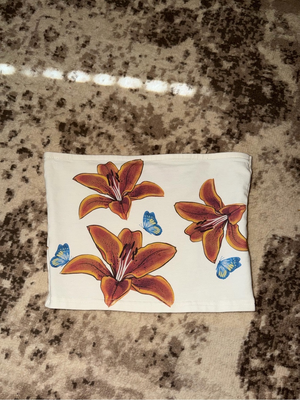Edikted Tube Top Floral Lily & Butterfly
